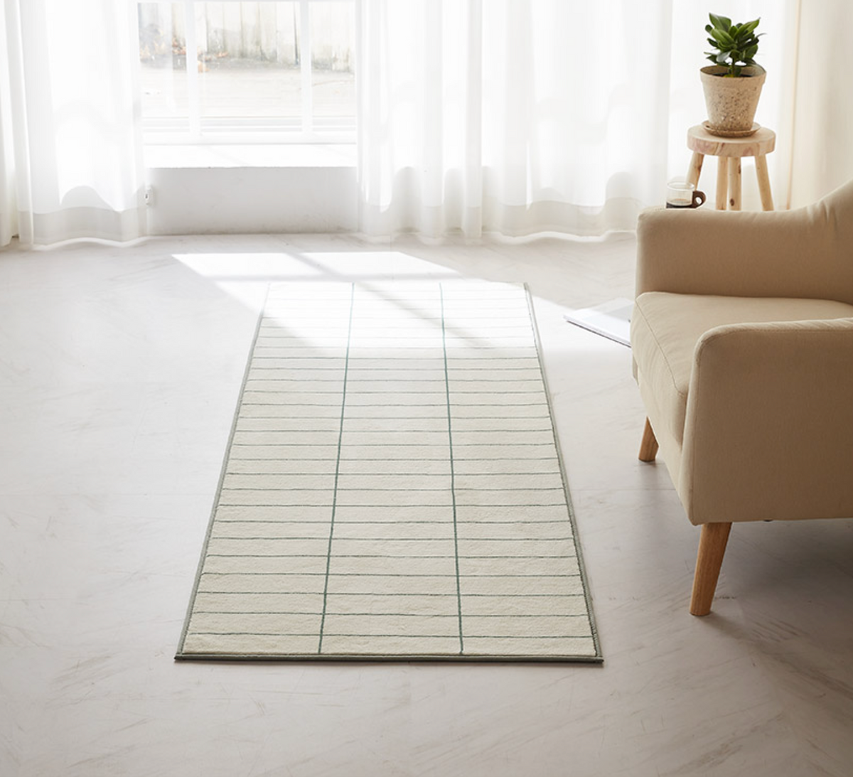 Brick Check Mosaic Tile Microfiber Area Rug