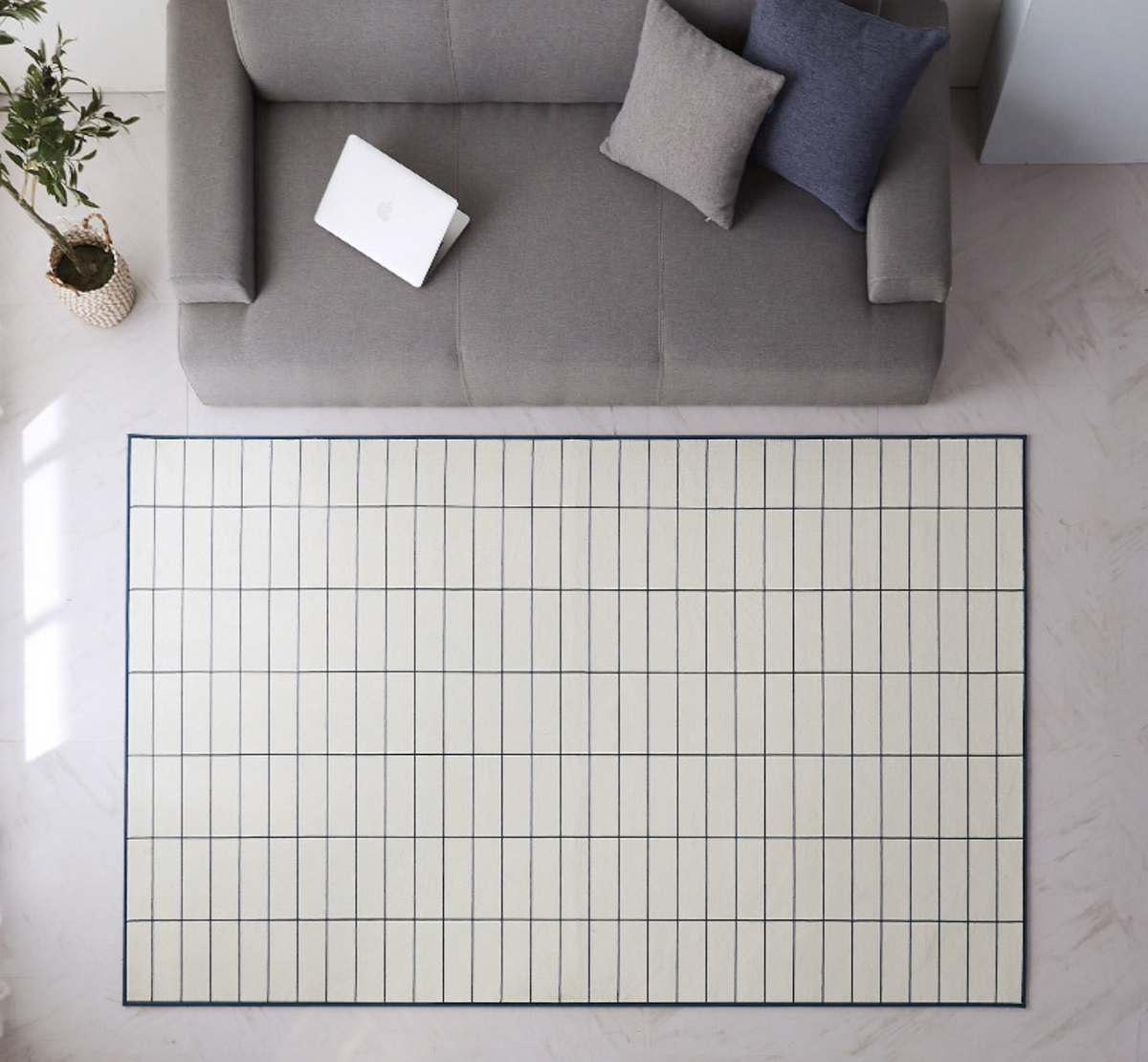 Brick Check Mosaic Tile Microfiber Area Rug