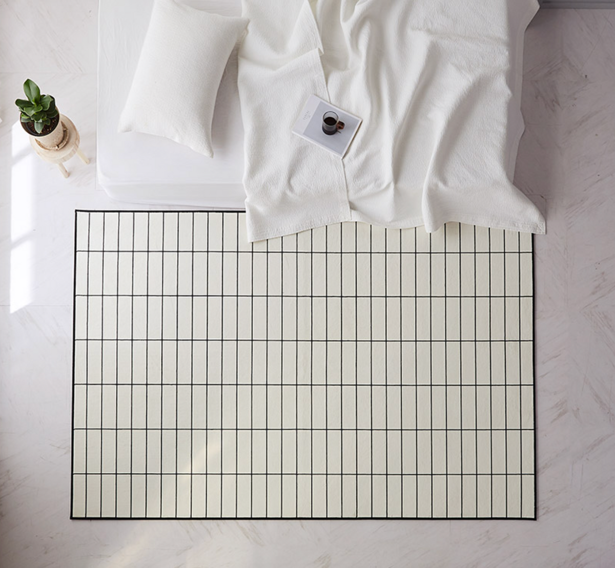 Brick Check Mosaic Tile Microfiber Area Rug