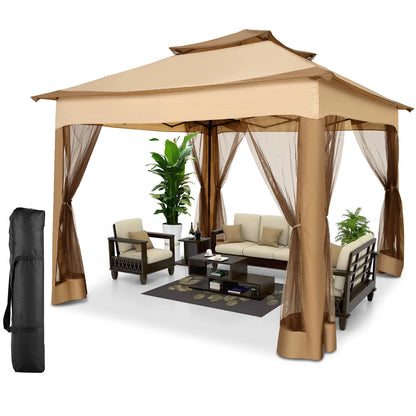 Pop Up Gazebo Canopy Tent With Mosquito Netting 3.4x3.4m