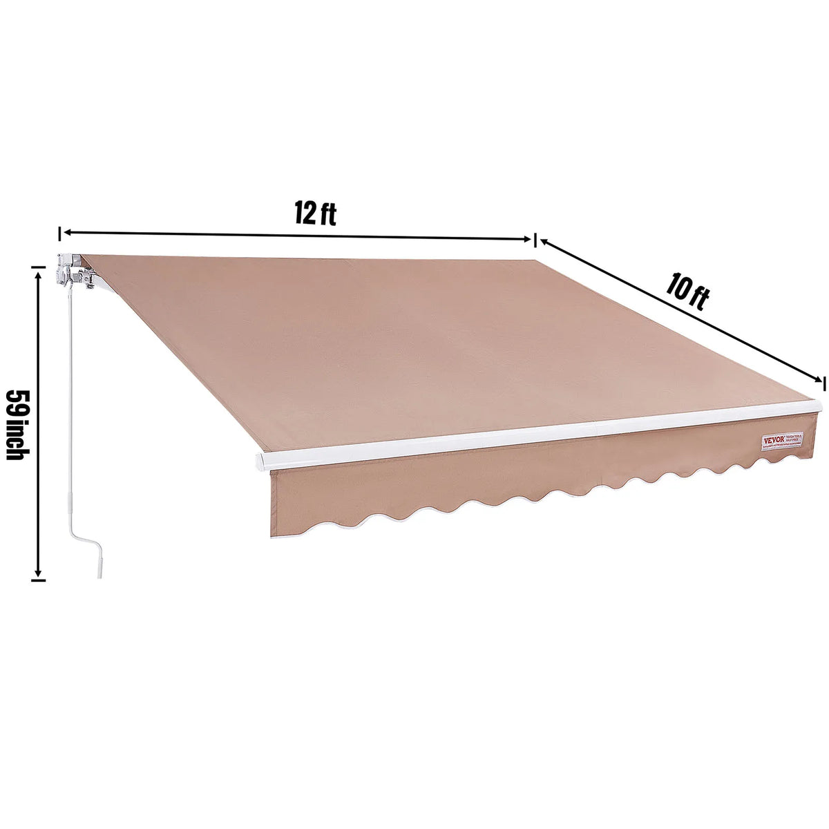 Manual Retractable Patio Awning Sun Shade Water-Resistant Polyester RA300250