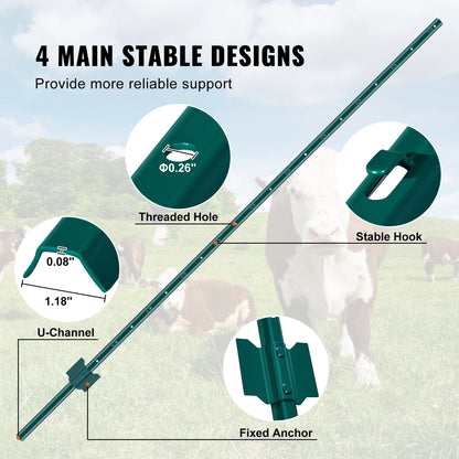 Heavy Duty Steel Fence Post Stakes Set