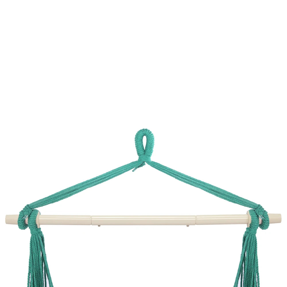 Outdoor Hanging Rope Chair with 2 Pillows Green