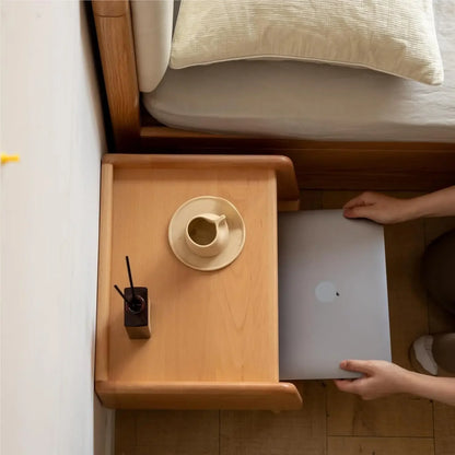 Modern Compact Wood Bedside Table with Storage Shelf