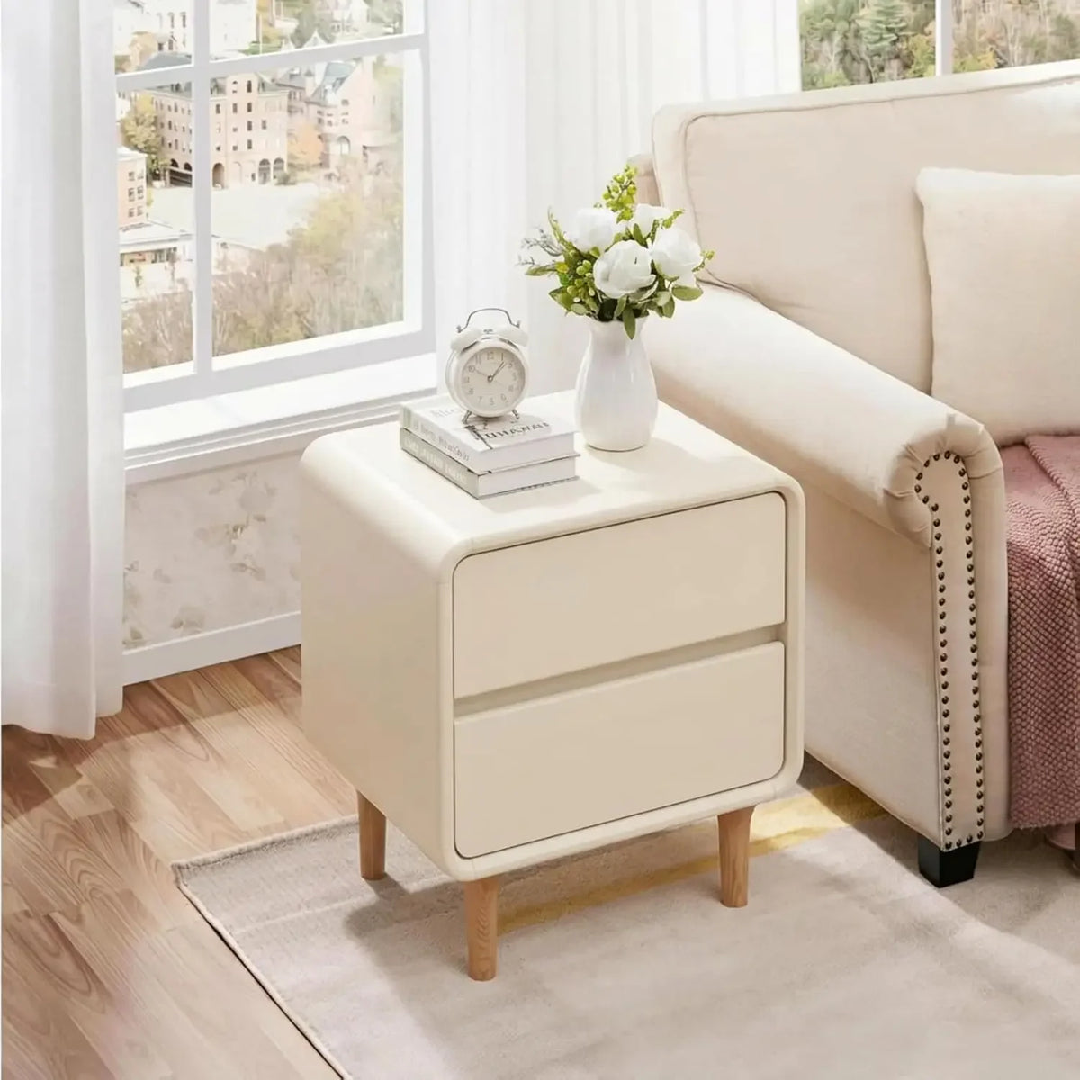 Modern Wooden Nightstand Side Table White