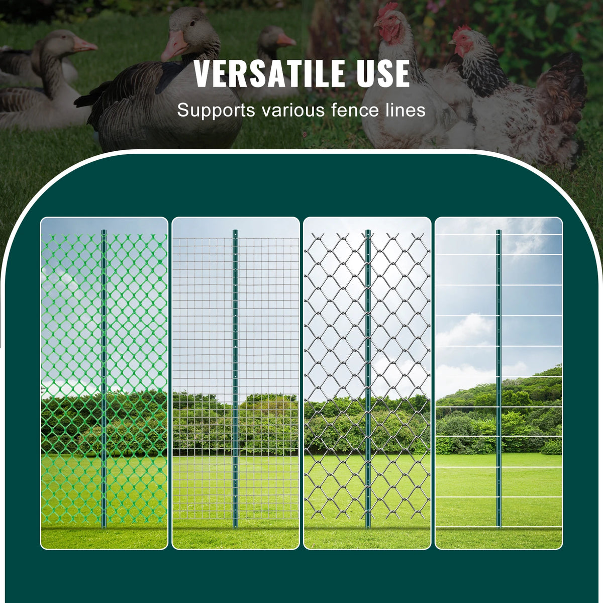 Heavy Duty Steel Fence Post Stakes Set