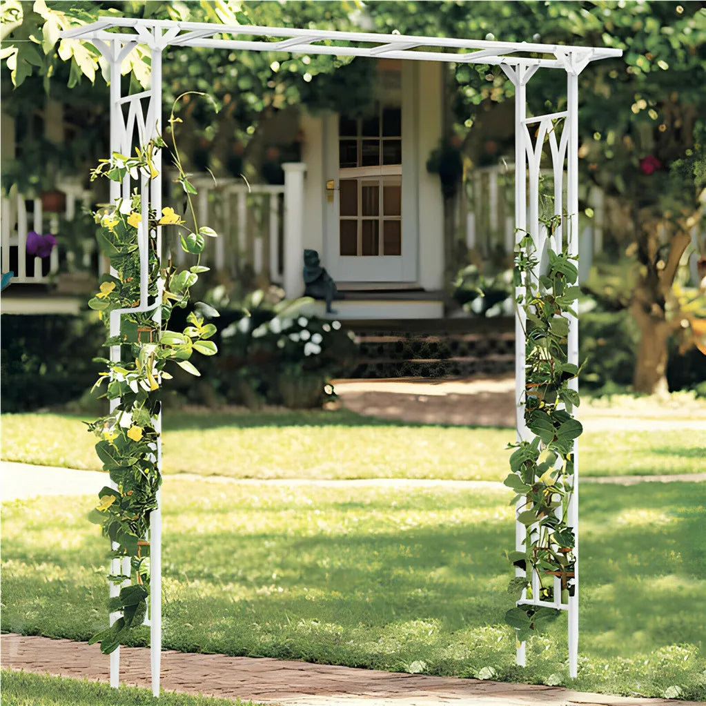 Stereoscopic White Garden Arch Arbor Metal Wedding Trellis 2.1x2.1m