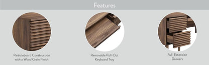 Modway Render Mid-Century Modern Office Desk Walnut
