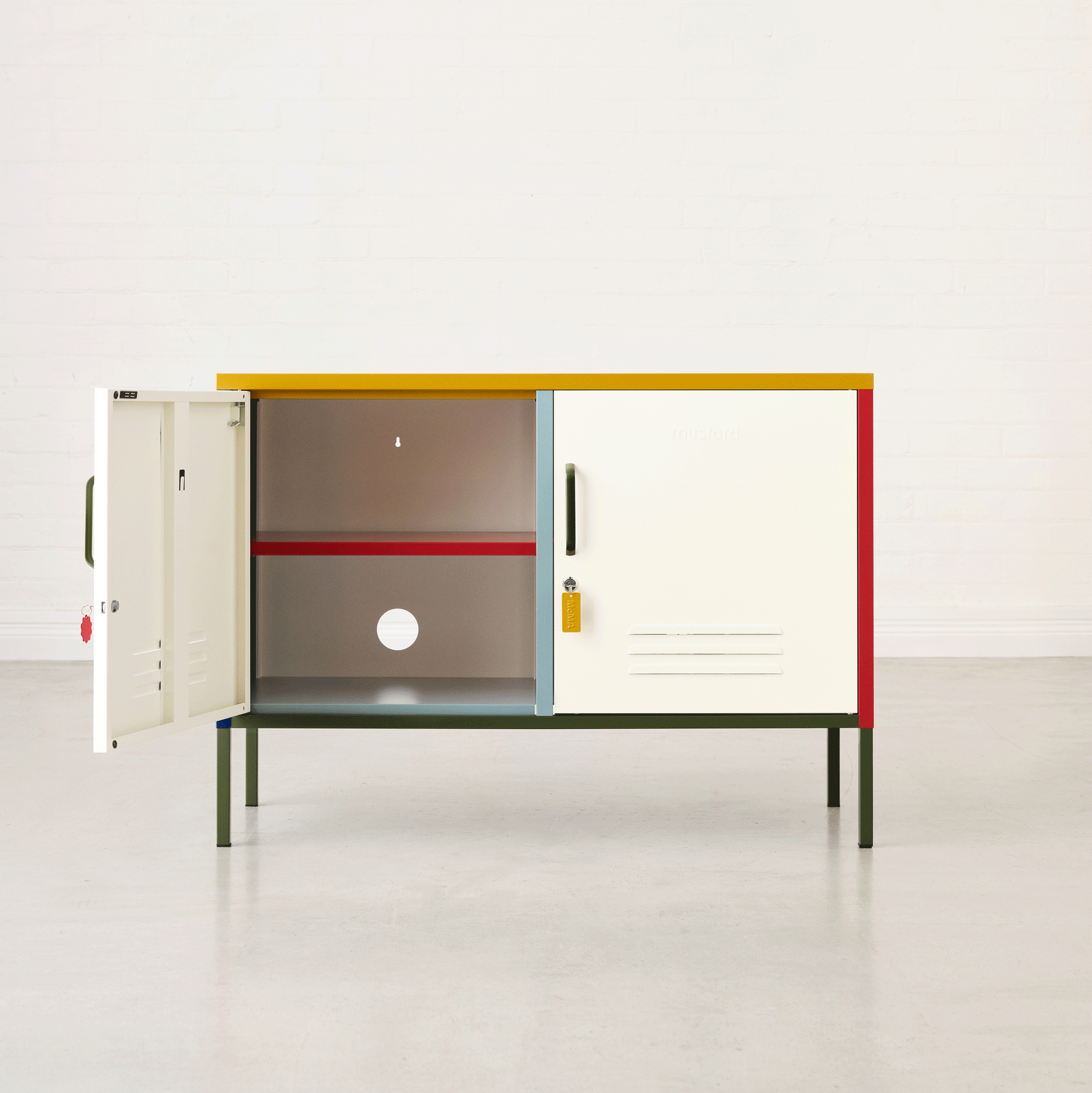Mustard Made Lowdown Metal Locker Cabinet Multi