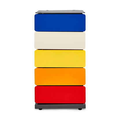 PARIS8 SRLS 5-Drawer Pivot Cabinet Blue/ Yellow/ Red