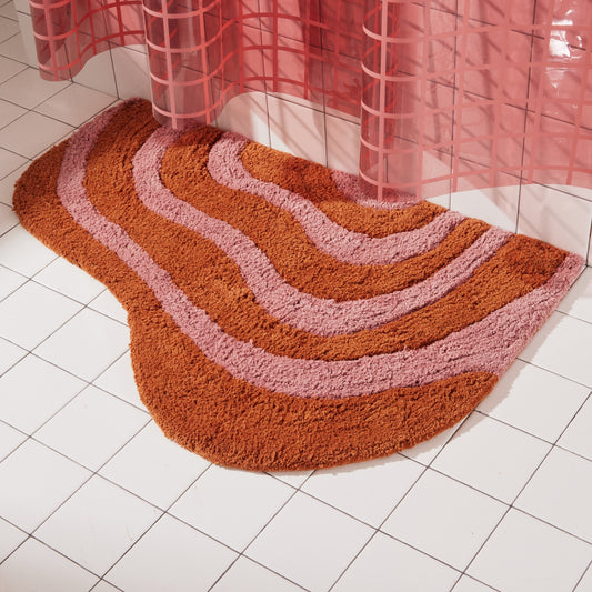 Quiet Town Lost Coast Hand-Woven Cotton Bath Rug Latex Backing