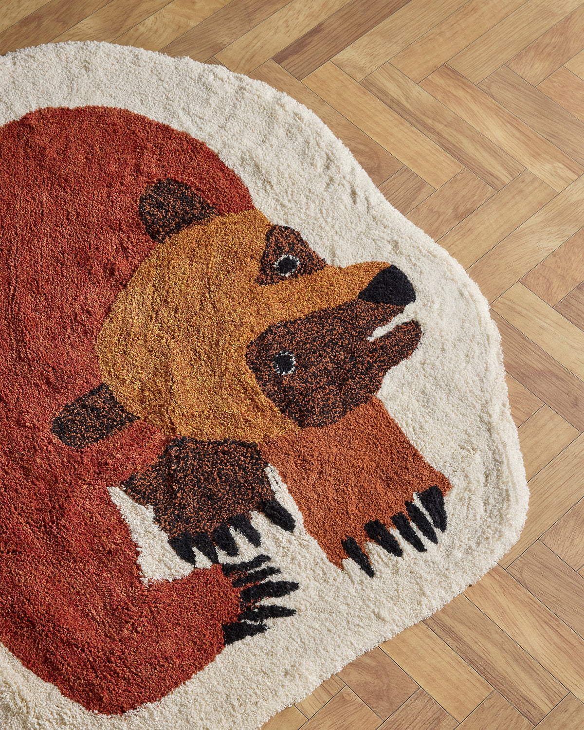 Nestig Brown Bear Washable Organic Cotton Kids Rug