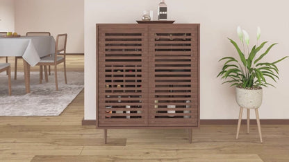 Modway Render Mid-Century Wine Rack Bar Cabinet Walnut