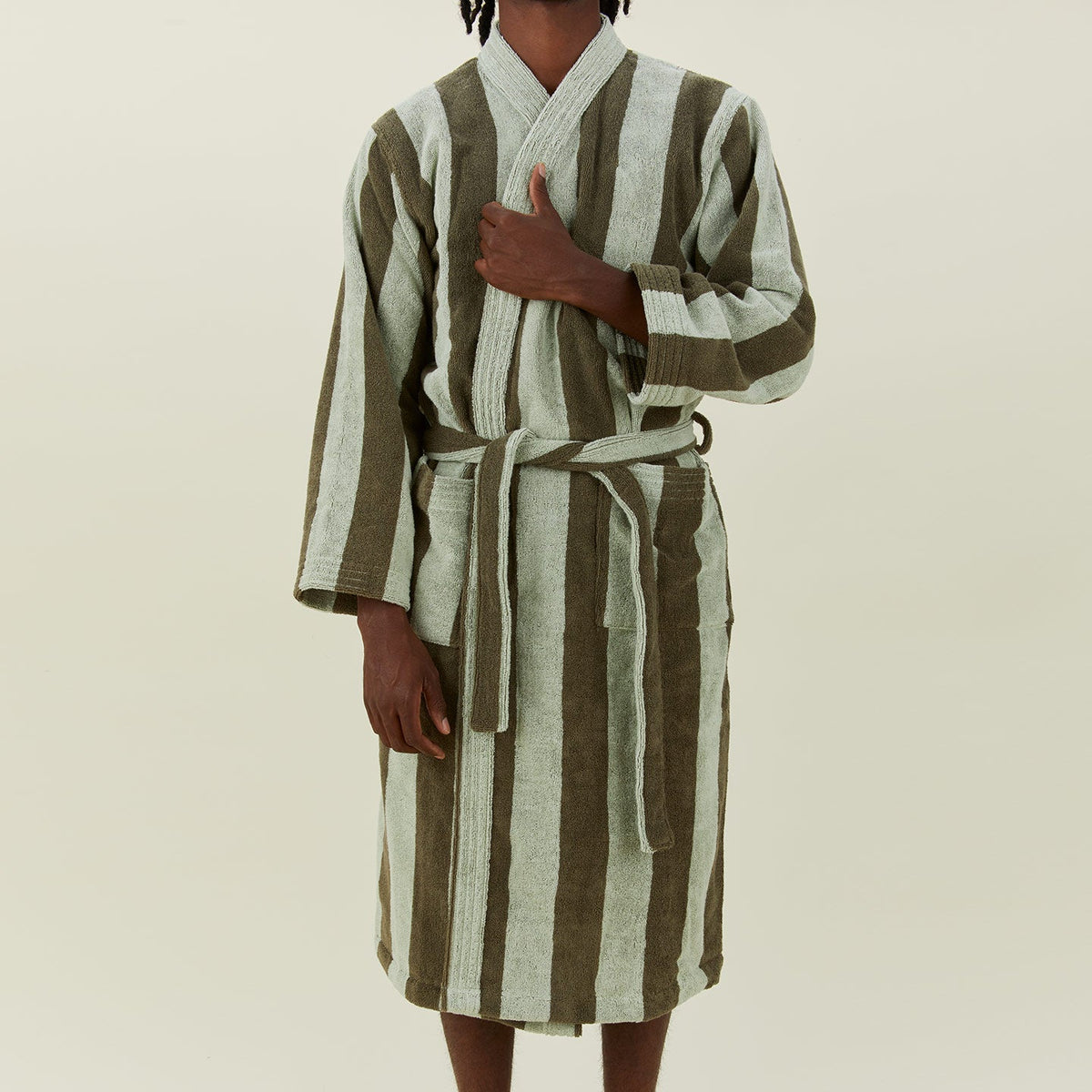 Hawkins New York Simple Striped Terry Bathrobe