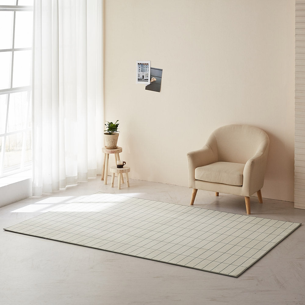 Buybeam Brick Check Mosaic Tile Microfiber Area Rug